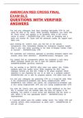 AMERICAN RED CROSS FINAL EXAM BLS &NewLine;QUESTIONS WITH VERIFIED ANSWERS&NewLine;