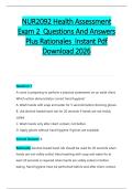 NUR2092 Health Assessment &NewLine;Exam 2 Questions And Answers &NewLine;Plus Rationales  Instant Pdf &NewLine;Download 2026