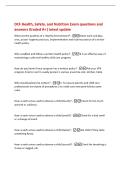 DCF Health&comma; Safety&comma; and Nutrition Exam questions and&NewLine;answers Graded A&plus;&vert; latest update&NewLine;What are the qualities of a Healthy Environment&quest; -Clean work and play&NewLine;area&comma; proper hygiene practices&comma; implementation and routine practice of a writen&NewLine;health policy&period;