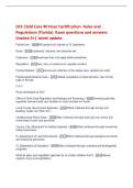 DCF Child Care 40 Hour Certification- Rules and&NewLine;Regulations &lpar;Florida&rpar; Exam questions and answers&NewLine;Graded A&plus;&vert; latest update&NewLine;Florida Law - Bill passed and signed by FL legislators&NewLine;Rules - implement&comma; interpret&comma; and describe law&NewLine;Ordinance - local laws tha