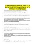 COMPLEX HEALTH NR341 PRACTICE &NewLine;QUESTIONS TEST 1 QUESTIONS WITH &NewLine;CORRECT ANSWERS 2026