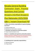 Nevada General Building &NewLine;Contractor  Exam   Practice &NewLine;Questions And Correct  &NewLine;Answers &lpar;Verified Answers&rpar;  &NewLine;Plus Rationales 2025&sol;2026  &NewLine;Q&A &vert; Instant Download Pdf 