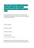 WGU C207 OA DATA DRIVEN DECISION&NewLine;MAKING OBJECTIVE ASSESSMENT&NewLine;PRACTICE SOLUTION VERIFIED QANDA&NewLine;PACK&NewLine;