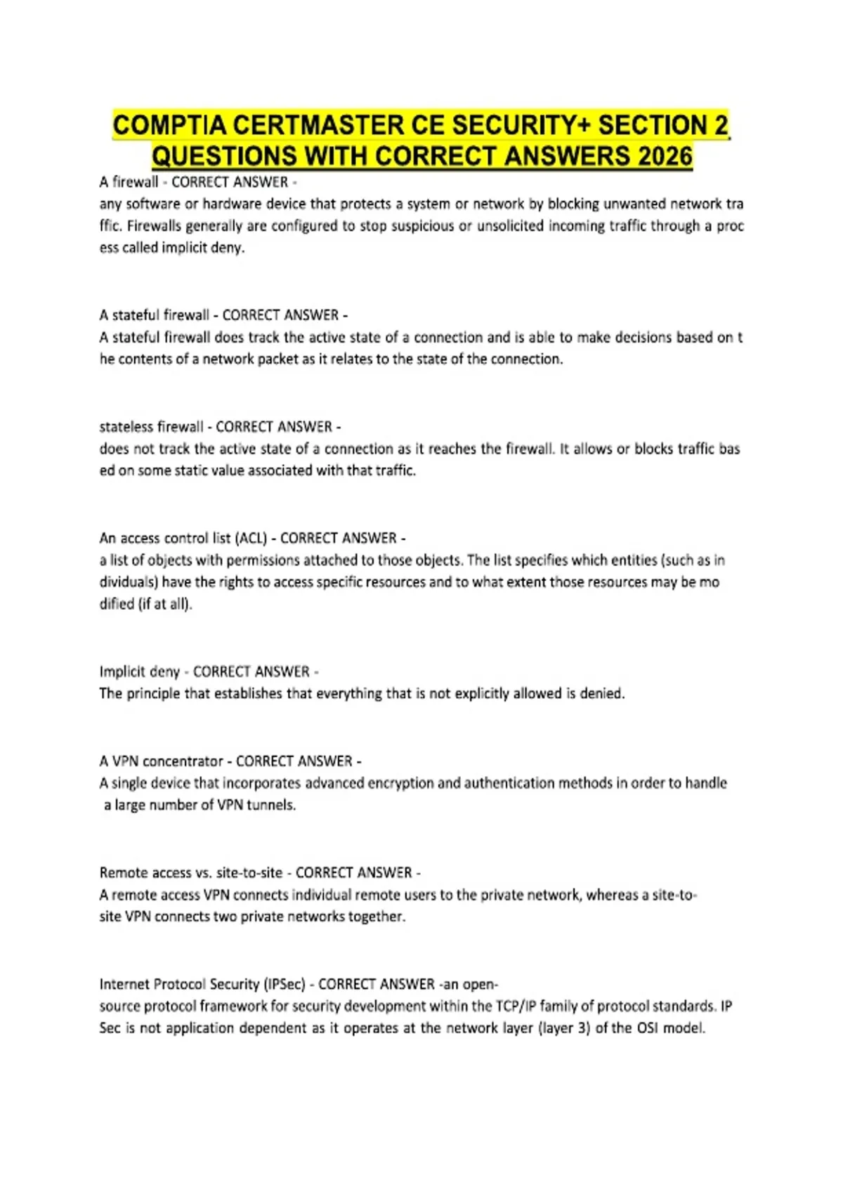 COMPTIA CERTMASTER CE SECURITY+ DOMAIN 5.0 SY0-701 QUESTIONS WITH ...