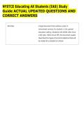 NYSTCE Educating All Students &lpar;EAS&rpar; Study &NewLine;Guide ACTUAL UPDATED QUESTIONS AND &NewLine;CORRECT ANSWERS 
