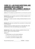 CHEM 101&colon; LAB EXAM QUESTIONS AND ANSWERS WITH COMPLETE SOLUTIONS 100&percnt; CORRECT RATED A&plus;
