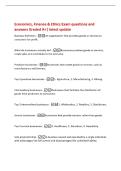 Economics&comma; Finance & Ethics Exam questions and&NewLine;answers Graded A&plus;&vert; latest update&NewLine;Business definition -An organization that provides goods or services to&NewLine;consumers for profit&period;&NewLine;What do businesses actually do&quest; -Businesses produce goods or services&comma;&NewLine;creat