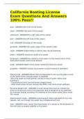 California Boating License Exam Questions And Answers 100&percnt; Pass&excl;&excl;