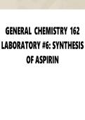 CHEM 162 LAB &num;6&colon; SYNTHESIS OF ASPIRIN complete solution