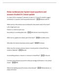 Nclex Cardiovascular System Exam questions and&NewLine;answers Graded A&plus;&vert; latest update&NewLine;If a client's EKG is showing ST elevation in leads V2&comma; V3 and V4&comma; would it suggest&NewLine;and anterior or posterior wall myocardial infaction&quest; -Anterior wall MI&NewLine;Which arte