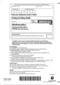 Edexcel AS Level June 2026 Mathematics Paper 22 Mechanics Question Paper