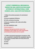 2026-2027 LATEST COMMERCIAL MECHANICAL&NewLine;INSPECTOR &lpar;M2&rpar; CERTIFICATION EXAM&NewLine;OFFERED BY INTERNATIONAL CODE&NewLine;COUNCIL &lpar;ICC&rpar; &vert; Q&A WITH RATIONALES &NewLine;