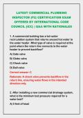 2026-2027 LATEST COMMERCIAL PLUMBING&NewLine;INSPECTOR &lpar;P2&rpar; CERTIFICATION EXAM&NewLine;OFFERED BY INTERNATIONAL CODE&NewLine;COUNCIL &lpar;ICC&rpar; &vert; Q&A WITH RATIONALES 