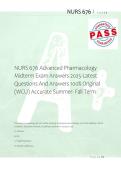 NURS 676 Advanced Pharmacology &NewLine;Midterm Exam Answers 2025-Latest &NewLine;Questions And Answers 100&percnt; Original &NewLine;&lpar;WCU&rpar; Accurate Summer- Fall Term 