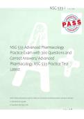 NSG 533 Advanced Pharmacology &NewLine;Practice Exam with 300 Questions and &NewLine;Correct Answers&sol; Advanced &NewLine;Pharmacology NSG 533 Practice Test &NewLine;Latest 