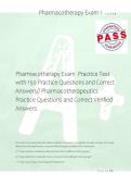 Pharmacotherapy Exam  Practice Test &NewLine;with 150 Practice Questions and Correct &NewLine;Answers&sol;&sol; Pharmacotherapeutics &NewLine;Practice Questions and Correct Verified &NewLine;Answers 