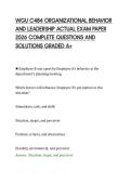 WGU C484 ORGANIZATIONAL BEHAVIOR&NewLine;AND LEADERSHIP ACTUAL EXAM PAPER&NewLine;2026 COMPLETE QUESTIONS AND&NewLine;SOLUTIONS GRADED A&plus;