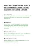 WGU C484 ORGANIZATIONAL BEHAVIOR&NewLine;AND LEADERSHIP EXAM PREP 2026 FULL&NewLine;QUESTIONS AND VERIFIED ANSWERS