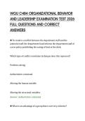 WGU C484 ORGANIZATIONAL BEHAVIOR&NewLine;AND LEADERSHIP EXAMINATION TEST 2026&NewLine;FULL QUESTIONS AND CORRECT&NewLine;ANSWERS