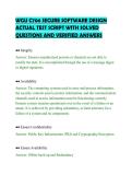 WGU C706 SECURE SOFTWARE DESIGN&NewLine;ACTUAL TEST SCRIPT WITH SOLVED&NewLine;QUESTIONS AND VERIFIED ANSWERS