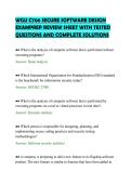 WGU C706 SECURE SOFTWARE DESIGN&NewLine;EXAMPREP REVIEW SHEET WITH TESTED&NewLine;QUESTIONS AND COMPLETE SOLUTIONS&NewLine;