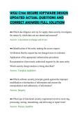 WGU C706 SECURE SOFTWARE DESIGN&NewLine;UPDATED ACTUAL QUESTIONS AND&NewLine;CORRECT ANSWERS FULL SOLUTION&NewLine;