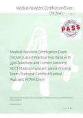 Medical Assistant Certification Exam &NewLine;&lpar;NCMA&rpar; Latest Practice Test Bank with &NewLine;330 Questions and Correct Answers&sol; &NewLine;NCCT Medical Assistant Latest Practice &NewLine;Exam &sol; National Certified Medical &NewLine;Assistant NCMA Exam 