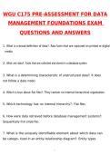 WGU C175 Pre-Assessment for DATA MANAGEMENT - FOUNDATIONS Exam Newest 2026 Questions and Correct Answers &lpar;Latest 2026 &sol; 2027 Update&rpar; Graded A&plus; Verified by Experts