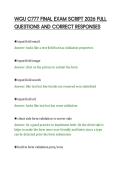 WGU C777 FINAL EXAM SCRIPT 2026 FULL&NewLine;QUESTIONS AND CORRECT RESPONSES&NewLine;