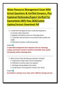 Water Resource Management Exam With&NewLine;Actual Questions & Verified Answers&comma; Plus&NewLine;Explained Rationales&sol;Expert Verified For&NewLine;Guaranteed 100&percnt; Pass 2026&sol;Latest&NewLine;Update&sol;Instant Download Pdf