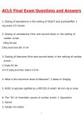 ACLS Final Exam Newest 2026 Questions and Correct Answers &lpar;Latest 2026 &sol; 2027 Update&rpar; Graded A&plus; Verified by Experts