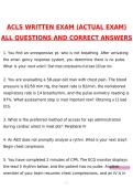 ACLS WRITTEN &lpar;ACTUAL EXAM&rpar; ALL QUESTIONS Newest 2026 Questions and Correct Answers &lpar;Latest 2026 &sol; 2027 Update&rpar; Graded A&plus; Verified by Experts