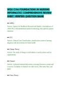 WGU C790 FOUNDATIONS IN NURSING&NewLine;INFORMATICS COMPREHENSIVE REVIEW&NewLine;SHEET VERIFIED QUESTION BANK&NewLine;