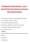 ACI Aggregate Testing Technician - Level 1 - Sample Written Exam &lpar;Latest 2026&sol;2027 Update&rpar; Complete Questions and Guide Answers&comma; 100&percnt; Verified Graded A&plus;