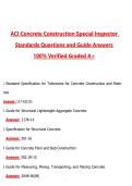 ACI Concrete Construction Special Inspector Standards &lpar;Latest 2026&sol;2027 Update&rpar; Complete Questions and Guide Answers&comma; 100&percnt; Verified Graded A&plus;