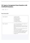 CIC Agency Management Exam Questions with&NewLine;COMPLETE Solutions