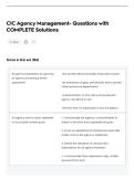 CIC Agency Management- Questions with&NewLine;COMPLETE Solutions