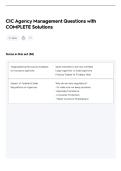 CIC Agency Management Questions with&NewLine;COMPLETE Solutions