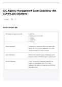 CIC Agency Management Exam Questions with&NewLine;COMPLETE Solutions