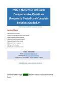 MDC 4 NUR2755 Final Exam Comprehensive Questions &lpar;Frequently Tested&rpar; and Complete Solutions Graded A&plus;