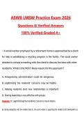 ASWB LMSW Practice Exam &lpar;Latest 2026&sol;2027 Update&rpar; Complete Questions and Guide Answers&comma; 100&percnt; Verified Graded A&plus;
