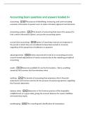 Accounting Exam questions and answers Graded A&plus;&NewLine;accounting -The process of identifying&comma; measuring&comma; and communicating&NewLine;economic information to permit users to make informed judgments and decisions