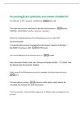 Accounting Exam questions and answers Graded A&plus;&NewLine;The left side of the T account is called the -debit side&period;&NewLine;The order the accounts are listed in the chart of accounts is -assets&comma;&NewLine;liabilities&comma; stockholders' equity&comma; revenues&comma; expenses&period;&NewLine;