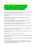 NICET LEVEL 1 OSHA &lpar;FIRST AID&rpar; EXAM QUESTIONS & ACCURATE CORRECT PASSED ANSWERS