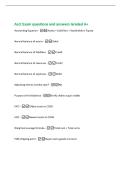 Acct Exam questions and answers Graded A&plus;&NewLine;Accounting Equation -Assets &equals; Liabilities &plus; Stockholders' Equity&NewLine;Normal balance of assets -Debit&NewLine;Normal balance of liabilities -Credit&NewLine;Normal balance of revenues -Credit&NewLine;Normal balance of expenses -Deb