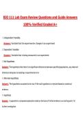 BIO 111 Lab Exam Review &lpar;Latest 2026&sol;2027 Update&rpar; Complete Questions and Guide Answers&comma; 100&percnt; Verified Graded A&plus;