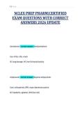 NCLEX PREP PHARM&vert;CERTIFIED&NewLine;EXAM QUESTIONS WITH CORRECT&NewLine;ANSWERS 2026 UPDATE&NewLine;