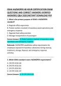 OSHA HAZWOPER 40 HOUR CERTIFICATION EXAM QUESTIONS AND CORRECT ANSWER