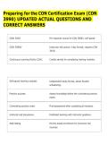 Preparing for the CON Certification Exam &lpar;CON &NewLine;3990&rpar; UPDATED ACTUAL QUESTIONS AND &NewLine;CORRECT ANSWERS 