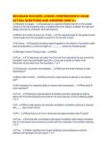 MICHIGAN BUILDERS LICENSE COMPREHENSIVE EXAM ACTUAL QUESTIONS AND ANSWERS SURE
